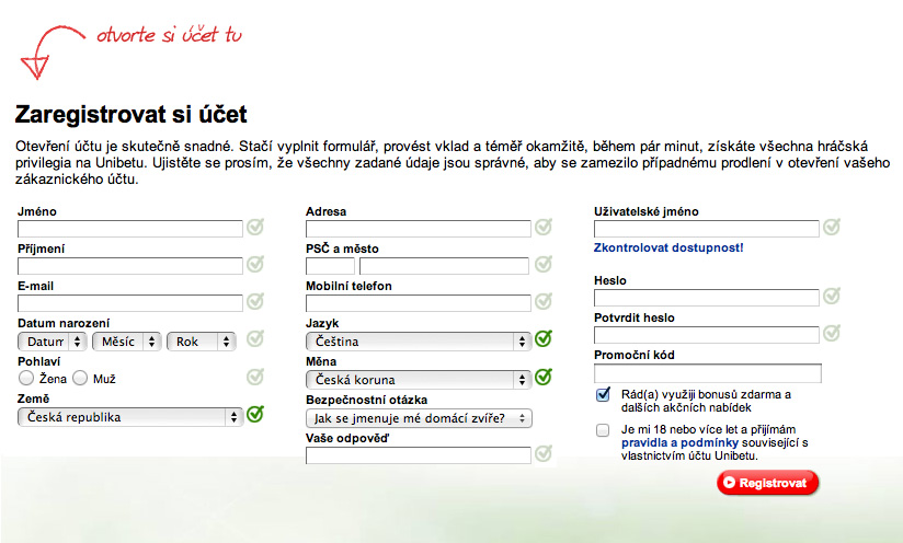 Zaregistrujte sa na Unibet